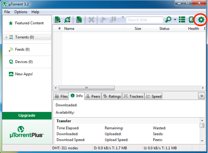 Screenshot of uTorrent